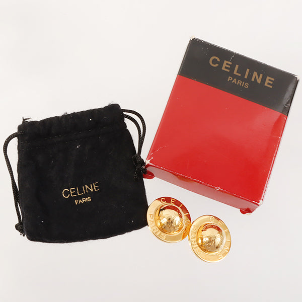 Celine Star Motif Round Logo Earrings