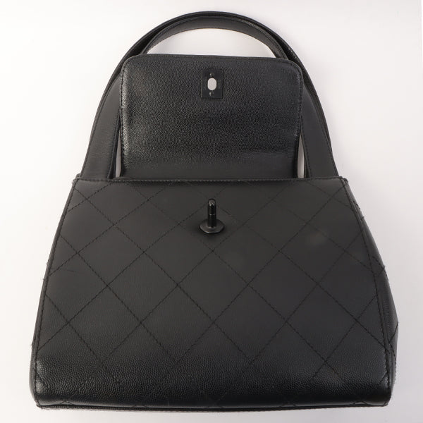 Chanel Around 1998 Made Wild Stitch Turn-Lock Top Handle Bag Black
