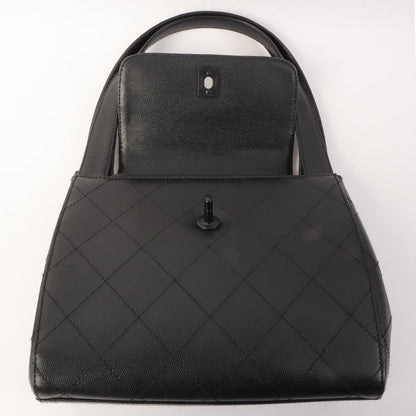 Chanel Around 1998 Made Wild Stitch Turn-Lock Top Handle Bag Black