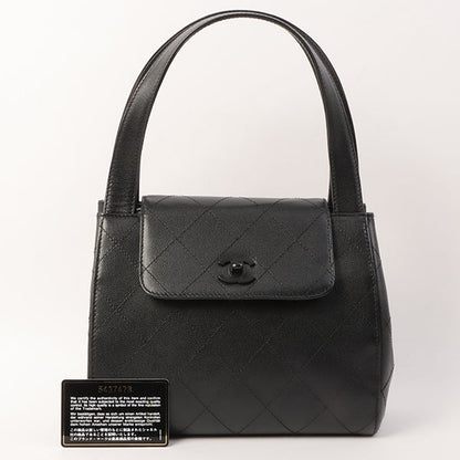 Chanel Around 1998 Made Wild Stitch Turn-Lock Top Handle Bag Black