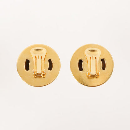 Celine Star Motif Round Logo Earrings