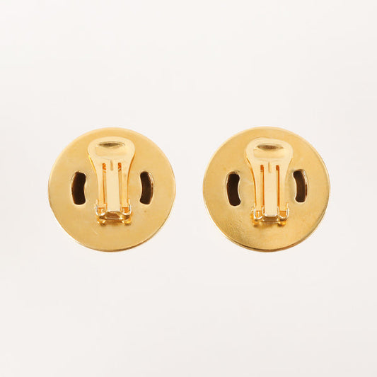 Celine Star Motif Round Logo Earrings