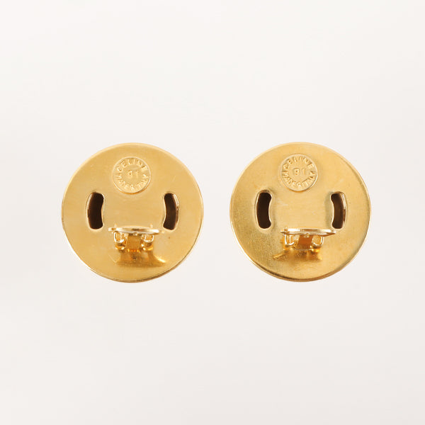Celine Star Motif Round Logo Earrings