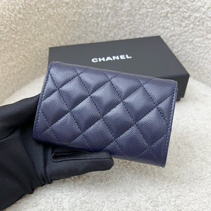 Chanel Seasonal Snap Card Holder in Navy Caviar and LGHW
