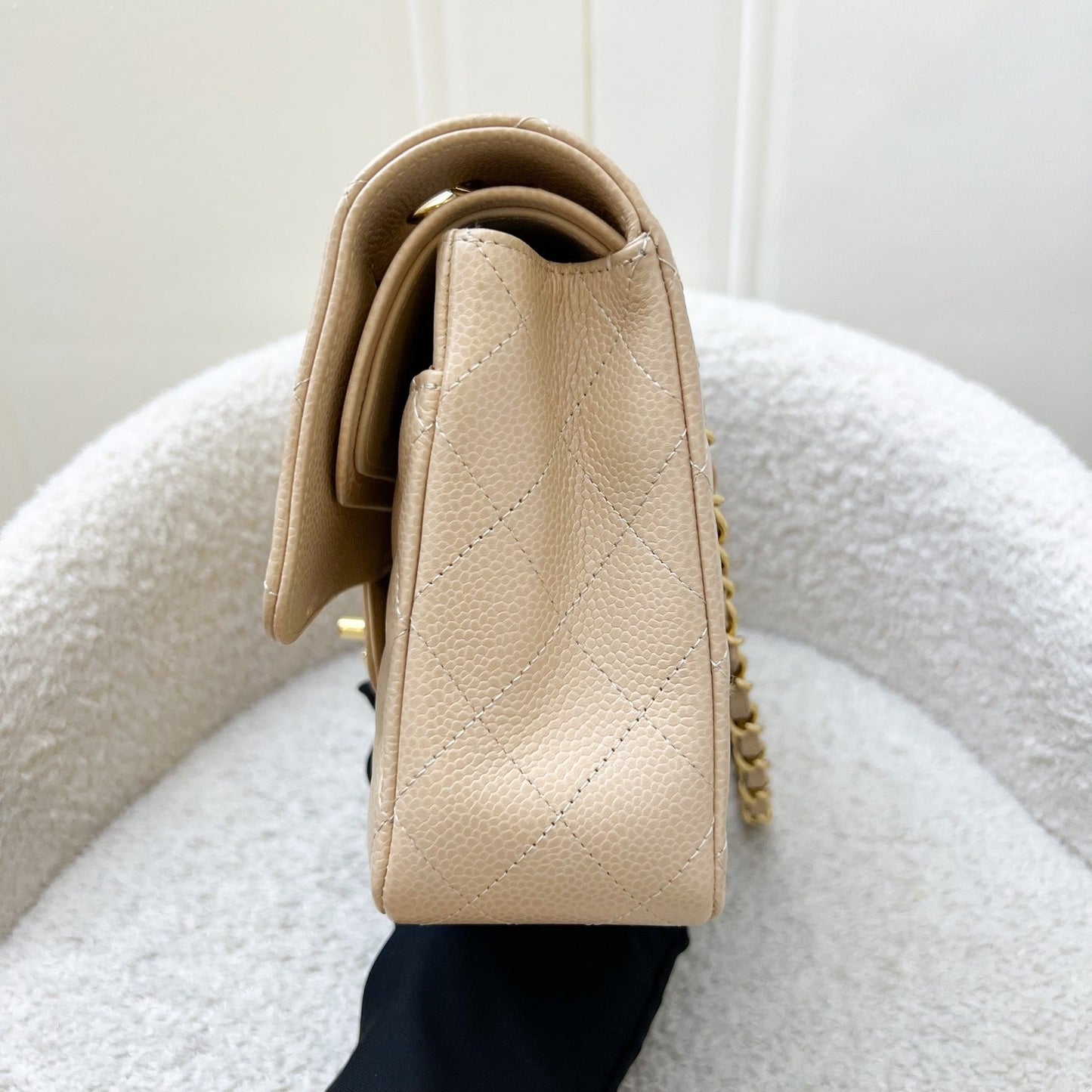 Chanel Medium Classic Flap CF in Beige Caviar and GHW