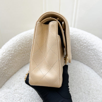 Chanel Medium Classic Flap CF in Beige Caviar and GHW