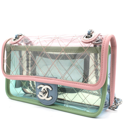 Lambskin PVC Quilted Mini Coco Splash Flap Blue Green