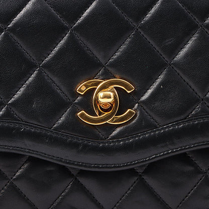 Chanel Around 1990 Made Edge Flap Turn-Lock Chain Bag With Pouch Black