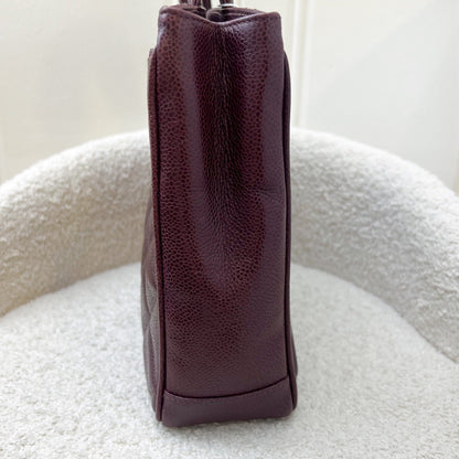 Chanel Vintage Shoulder Tote Bag in Dark Burgundy Red Caviar GHW