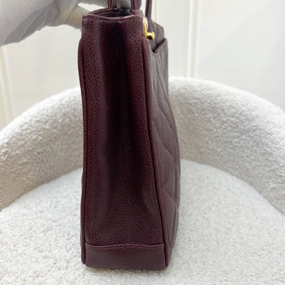 Chanel Vintage Shoulder Tote Bag in Dark Burgundy Red Caviar GHW