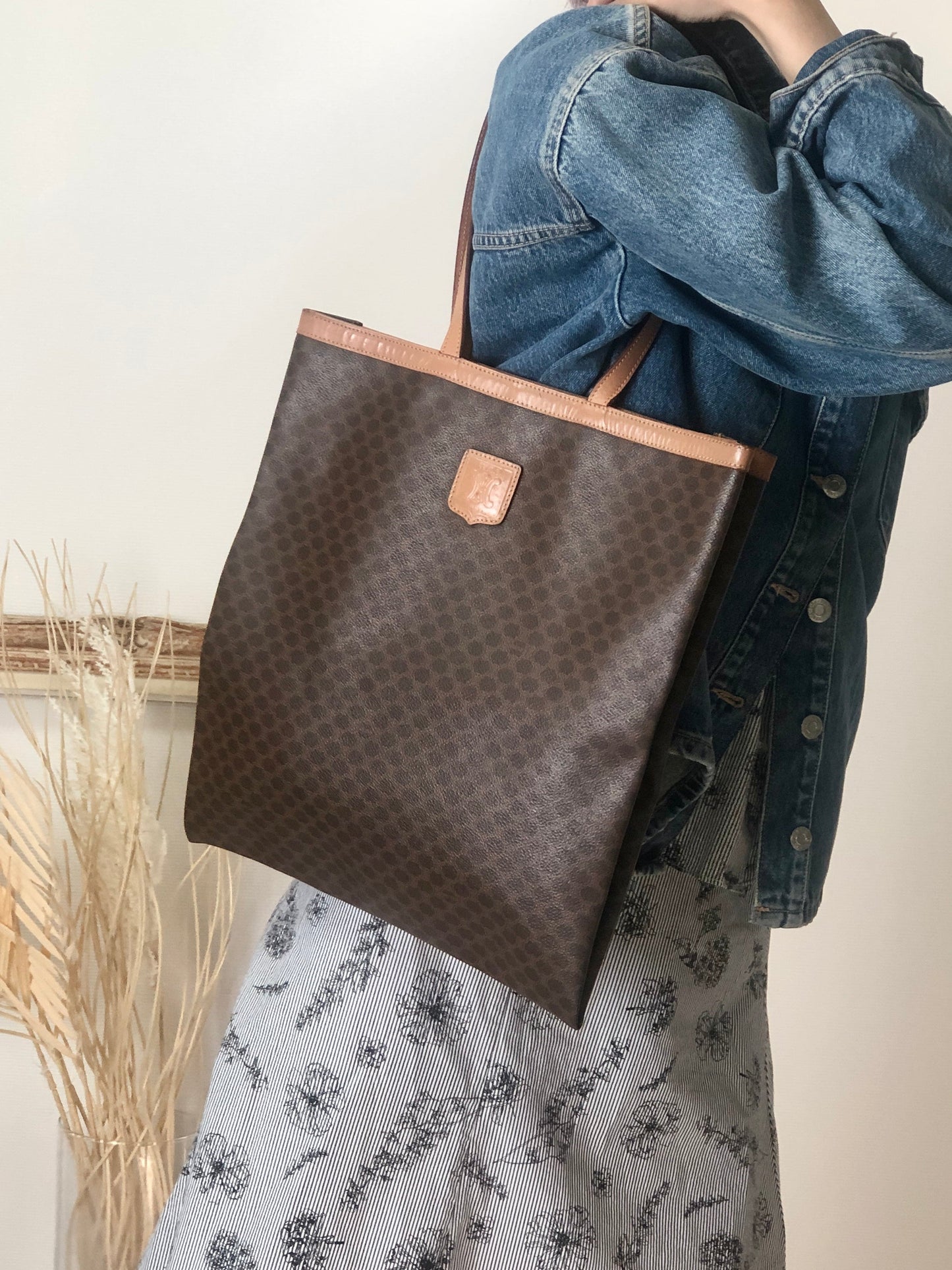 CELINE  Handbag Totebag Brown Vintage fpujkf