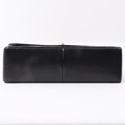 Chanel Around 1990 Made Edge Flap Turn-Lock Chain Bag With Pouch Black