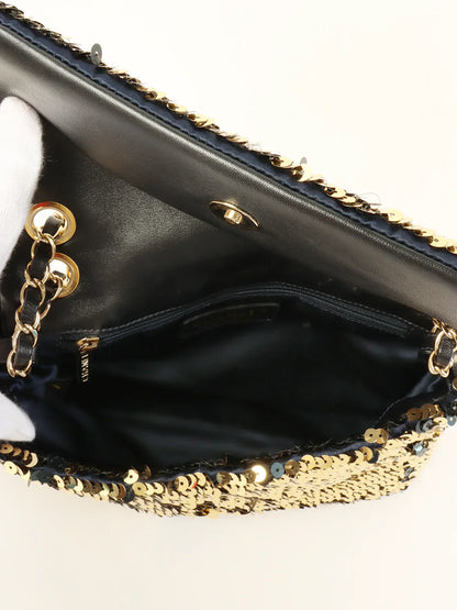 Chanel Around  Made Sequin Cc Mark Chain Bag Gold/Black