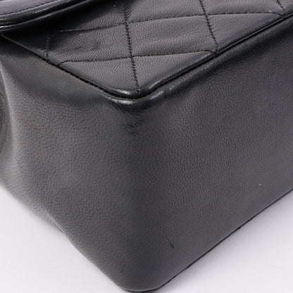 Chanel Around 1990 Made Edge Flap Turn-Lock Chain Bag With Pouch Black