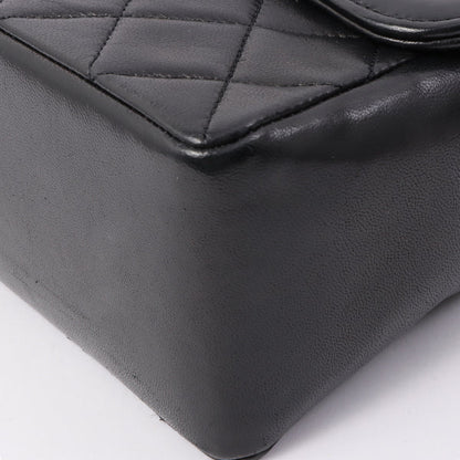 Chanel Around 1990 Made Edge Flap Turn-Lock Chain Bag With Pouch Black