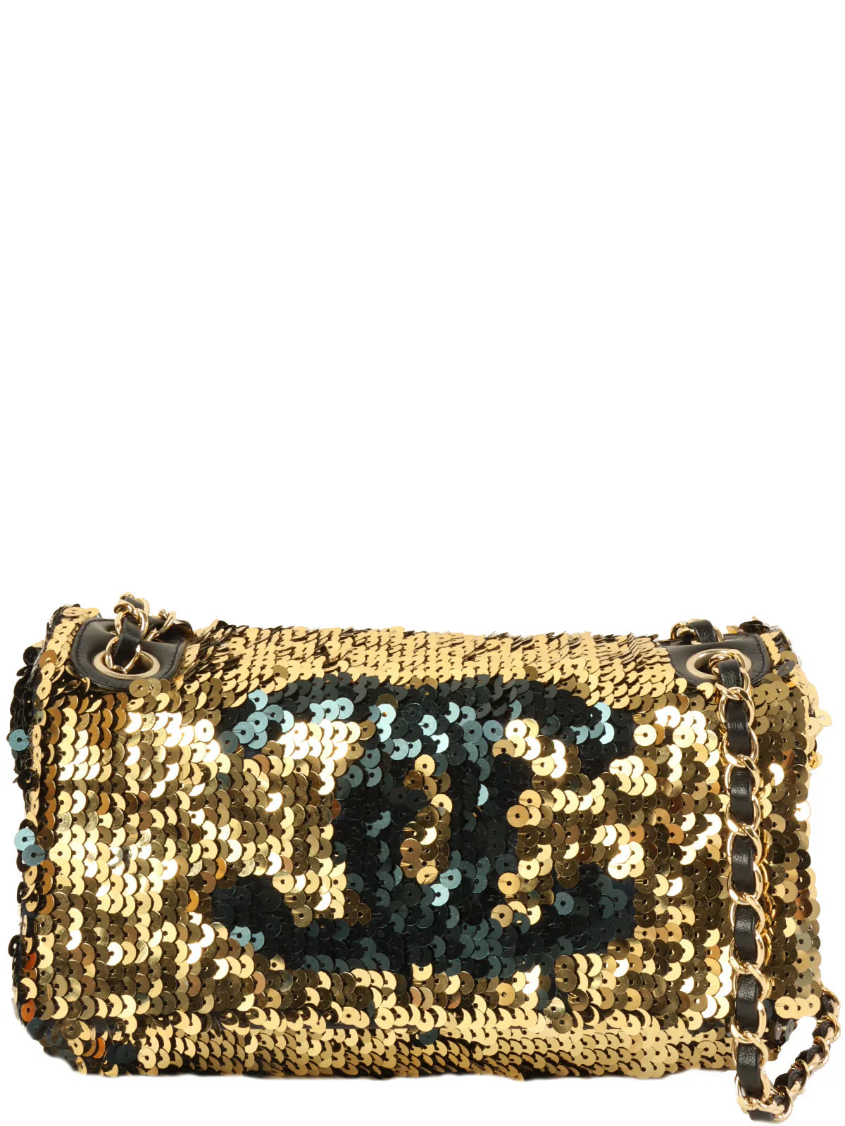 Chanel Around  Made Sequin Cc Mark Chain Bag Gold/Black