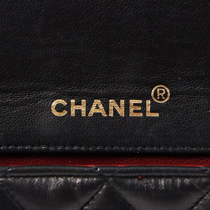 Chanel Around 1990 Made Edge Flap Turn-Lock Chain Bag With Pouch Black