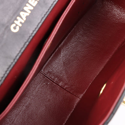 Chanel Around 1990 Made Edge Flap Turn-Lock Chain Bag With Pouch Black
