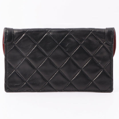 Chanel Around 1990 Made Edge Flap Turn-Lock Chain Bag With Pouch Black