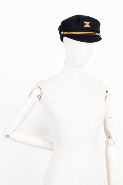 CELINE Triomphe Sailor Cap Wool Dark Navy
