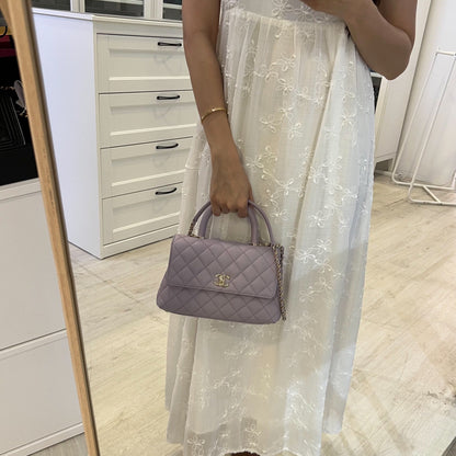 Chanel Small (24cm) Coco Handle in 24P Lilac Caviar and LGHW (Model: A92990)