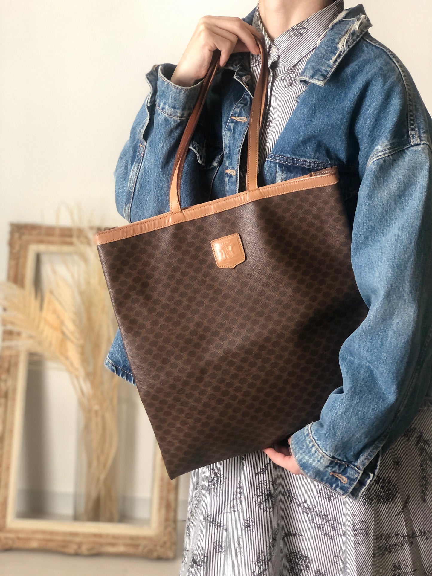 CELINE  Handbag Totebag Brown Vintage fpujkf
