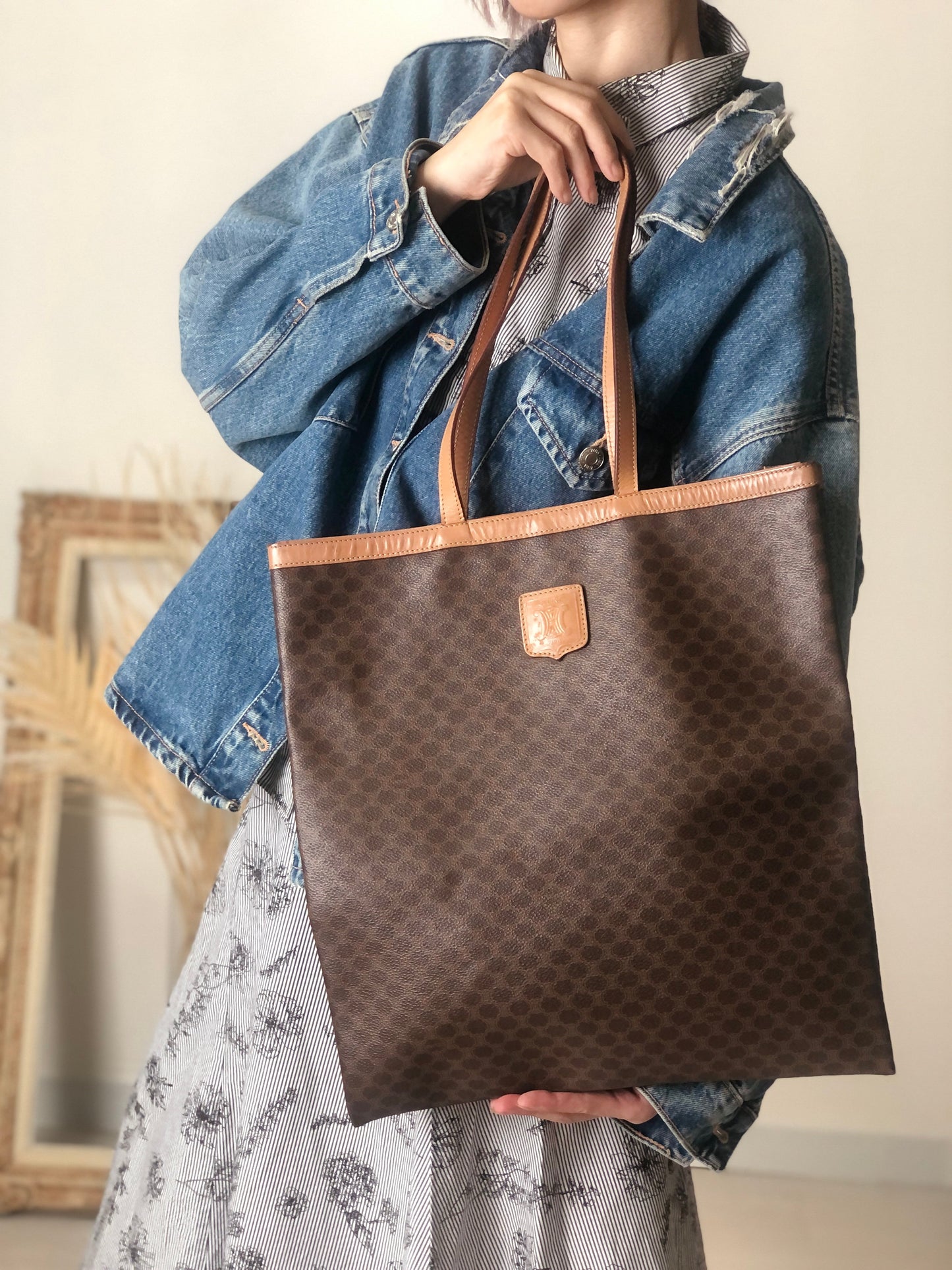 CELINE  Handbag Totebag Brown Vintage fpujkf