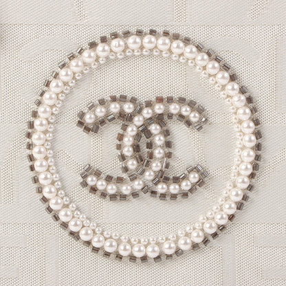 Chanel Around 2005 Made Ginza Limited Logo Pattern Pearl Cc Mark Attache Case White/Silver