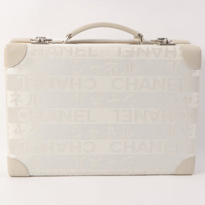 Chanel Around 2005 Made Ginza Limited Logo Pattern Pearl Cc Mark Attache Case White/Silver