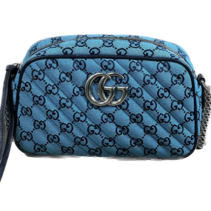 Gucci GG Marmont Shoulder Bag - Quilted Canvas - Blue
