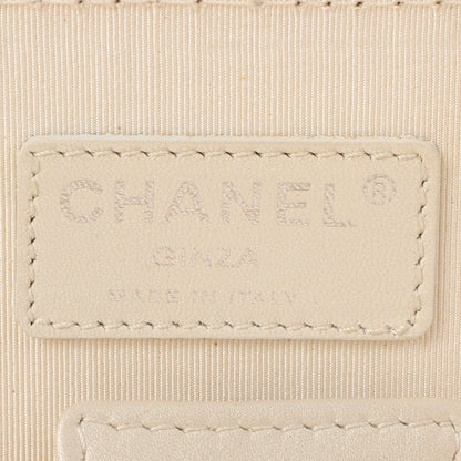 Chanel Around 2005 Made Ginza Limited Logo Pattern Pearl Cc Mark Attache Case White/Silver