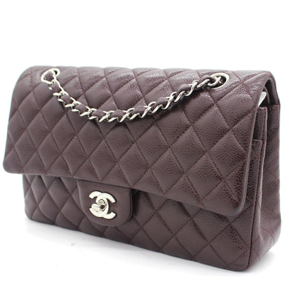 Burgundy Quilted Caviar Leather Classic Double Flap Bag