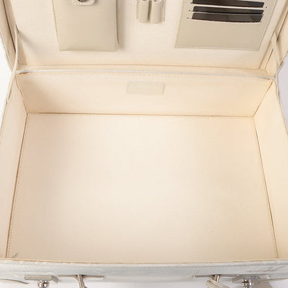 Chanel Around 2005 Made Ginza Limited Logo Pattern Pearl Cc Mark Attache Case White/Silver