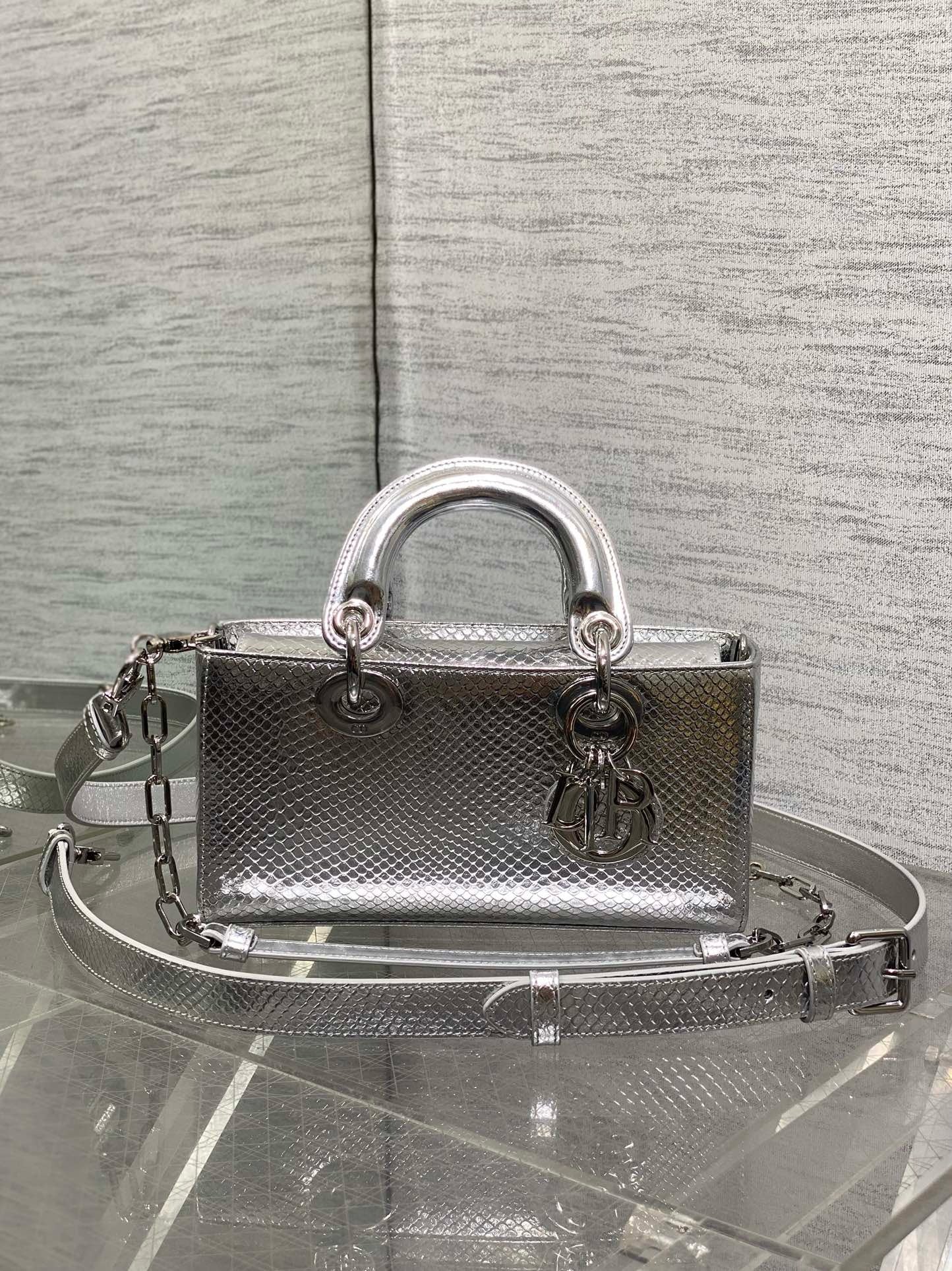 DR543 Small Lady D-Joy Bag(Snakeskin) / 8.5 x 4.5 x 2.5 inches / HIGHEST QUALITY VERSION