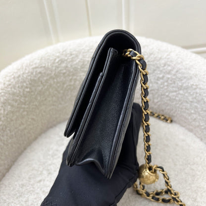 Chanel Pearl Crush Wallet on Chain WOC in Black Lambskin and AGHW (Model: AP1450)