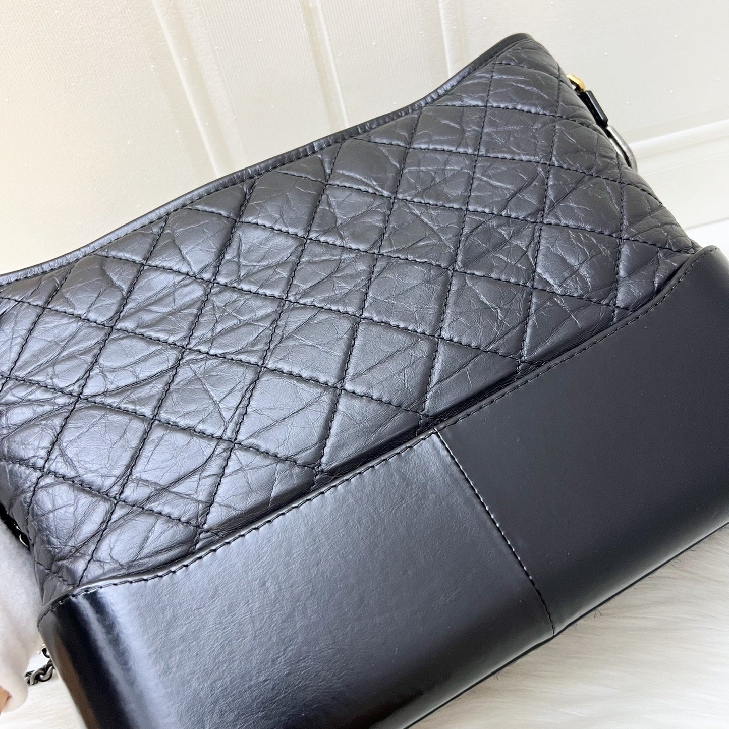Chanel Medium (New Large) Gabrielle in Black Distressed Calfskin and 3 Tone HW