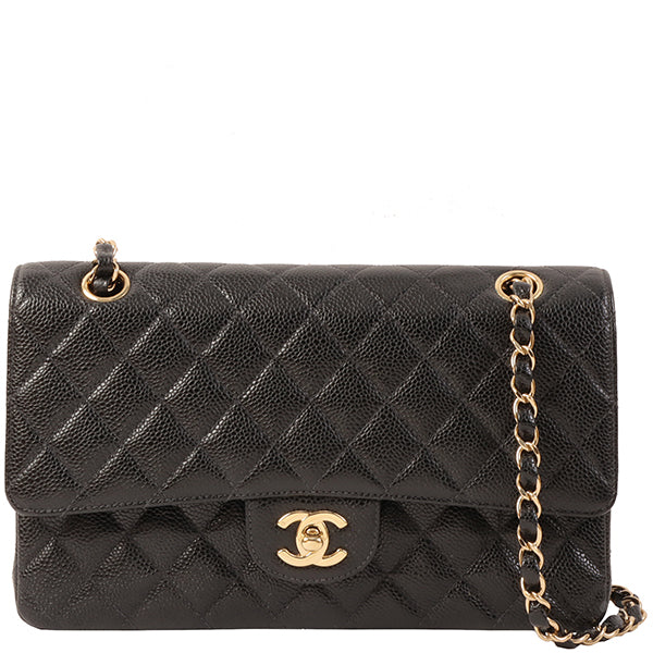 CHANEL Around 2002 Made Caviar Skin Classic Flap Chain Bag 25Cm Black