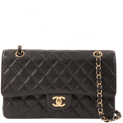 CHANEL Around 2002 Made Caviar Skin Classic Flap Chain Bag 25Cm Black