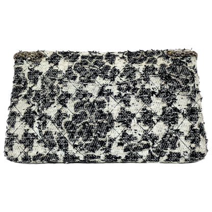 Chanel 2.55 Reissue 226 Black White Tweed Camellia Flap Bag