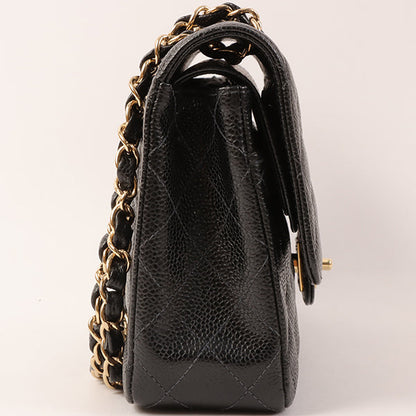 CHANEL Around 2002 Made Caviar Skin Classic Flap Chain Bag 25Cm Black