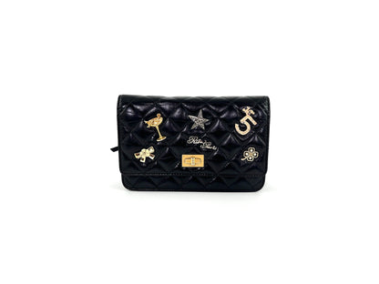 CHANEL Black Calfskin Charm Reissue 2.55 Wallet on Chain Crossbody Flap Bag