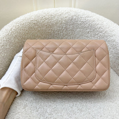 Chanel Classic Mini Rectangle in Nude Beige Lambskin and LGHW (Model: A69900)