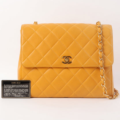 Chanel Around 1995 Made Caviar Skin Turn-Lock Chain Bag Mandarine Orange