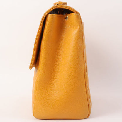 Chanel Around 1995 Made Caviar Skin Turn-Lock Chain Bag Mandarine Orange