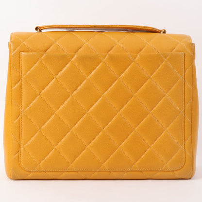 Chanel Around 1995 Made Caviar Skin Turn-Lock Chain Bag Mandarine Orange