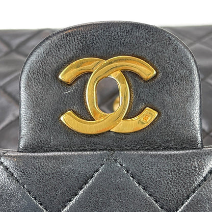 Vintage Black Lambskin 10’’ Medium Square Classic Flap
