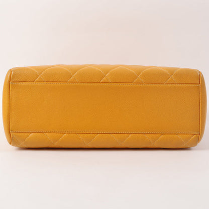 Chanel Around 1995 Made Caviar Skin Turn-Lock Chain Bag Mandarine Orange