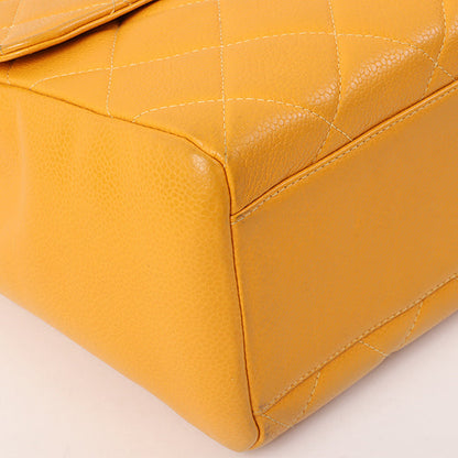 Chanel Around 1995 Made Caviar Skin Turn-Lock Chain Bag Mandarine Orange