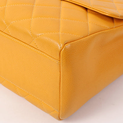 Chanel Around 1995 Made Caviar Skin Turn-Lock Chain Bag Mandarine Orange