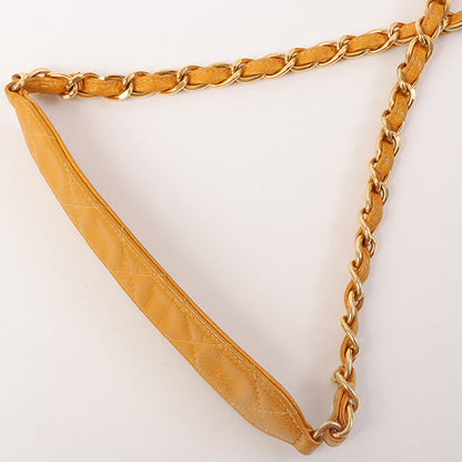 Chanel Around 1995 Made Caviar Skin Turn-Lock Chain Bag Mandarine Orange
